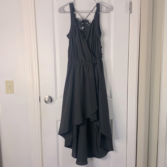 High low black dress with cut out distressed back. - Picture 1 of 4